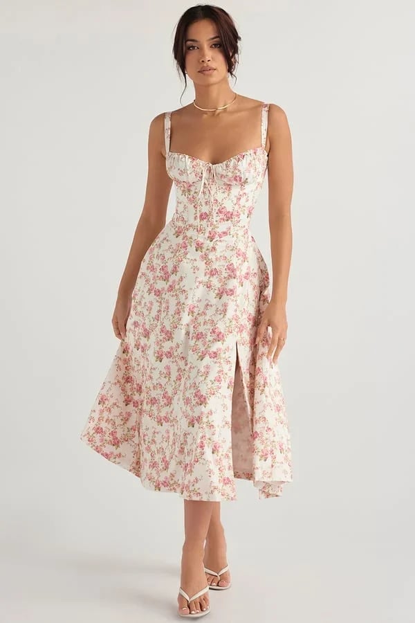 LA VIERA - Corset Lace-Up Summer Dress