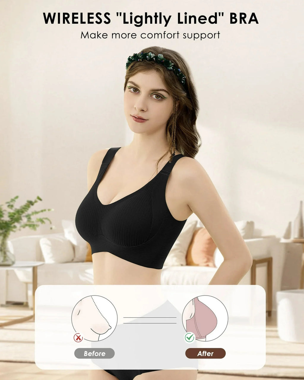 ComfiCurve – Adjustable Push Up Ribbed Bra