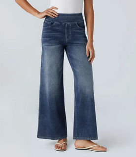 AuraStretch – Super Stretch High-Waisted Wide Leg Jeans