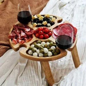 Wooden Outdoor Folding Picnic Table With Glass Holder marnetic