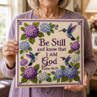 🔥Last Day 49% OFF - Hummingbird Garden Faith Cross Stitch Kit