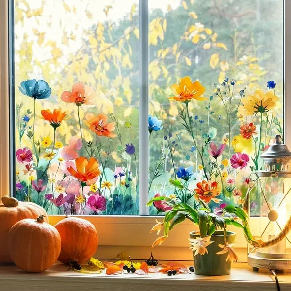 BloomView - Colorful Floral Bouquet Window Sticker