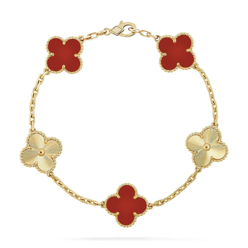 AuraLeaf – Lucky Carnelian Clover Bracelet