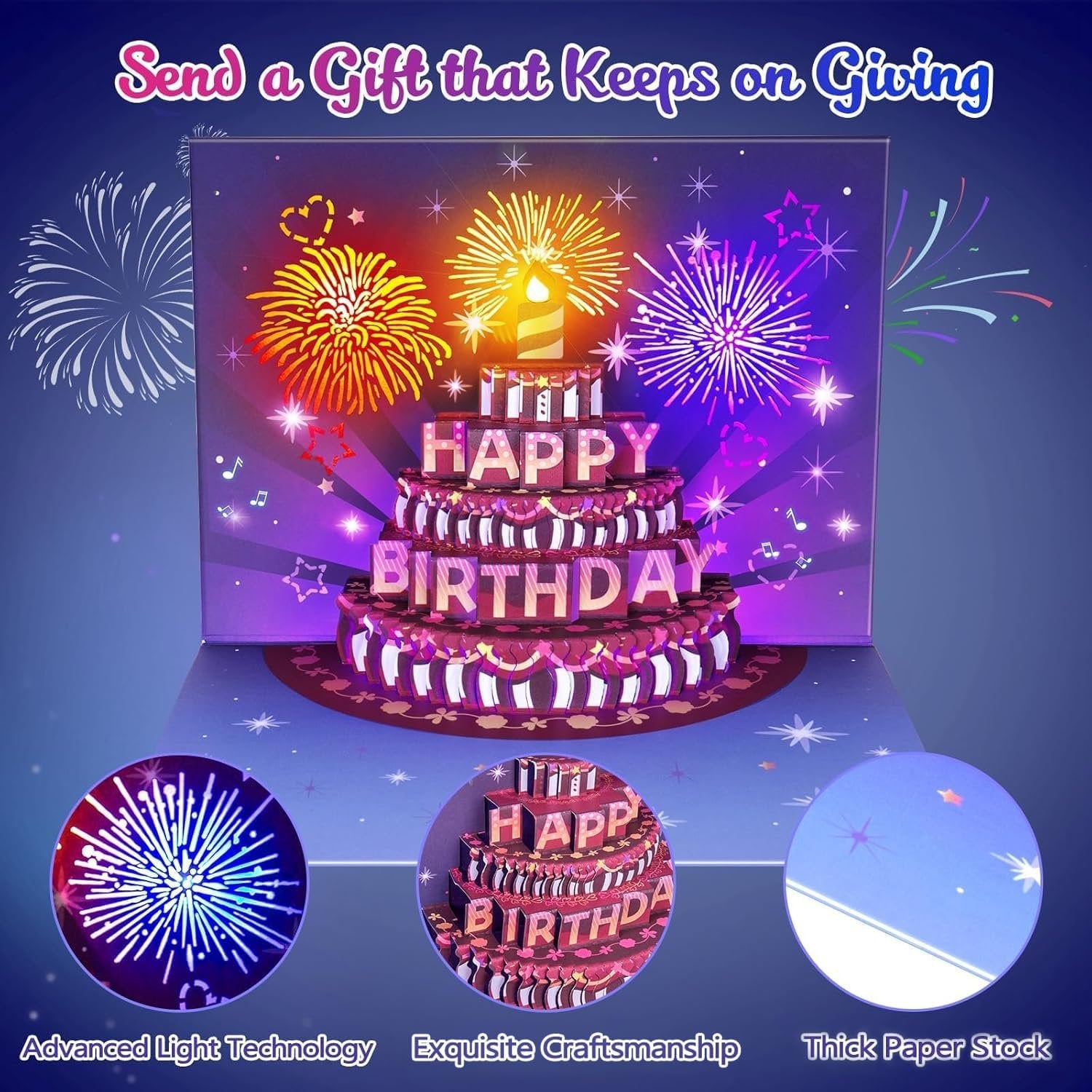 JoyBurst - Interactive Light-Up Birthday Pop-Up Card