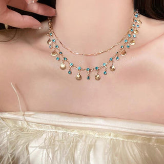 BlueLove – Double-Layer Shell Necklace & Bracelet Set