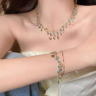 BlueLove – Double-Layer Shell Necklace & Bracelet Set