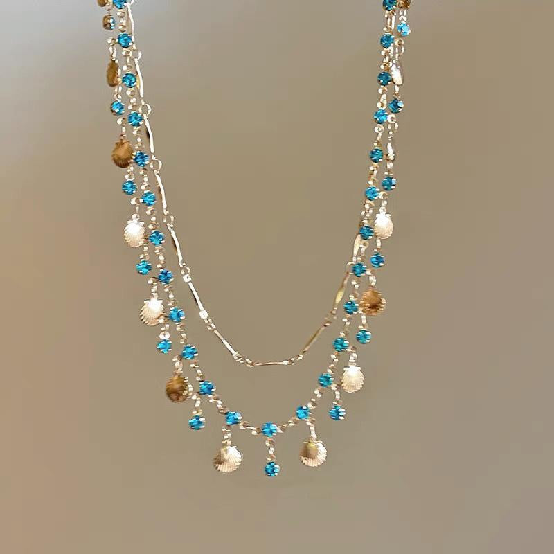 BlueLove – Double-Layer Shell Necklace & Bracelet Set
