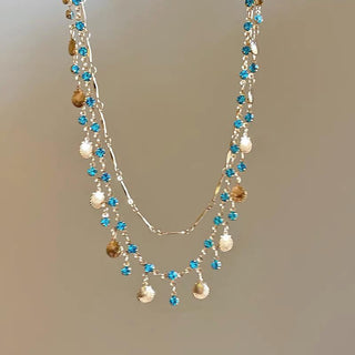 BlueLove – Double-Layer Shell Necklace & Bracelet Set