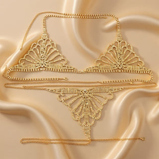 DazzleQueen - Chain & Rhinestone Lingerie Set