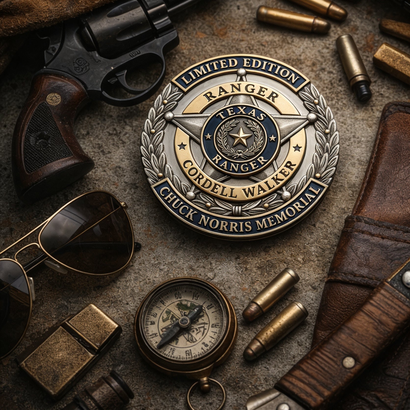 Chuck Norris Texas Ranger Cordell Walker Memorial Limited Edition Pin