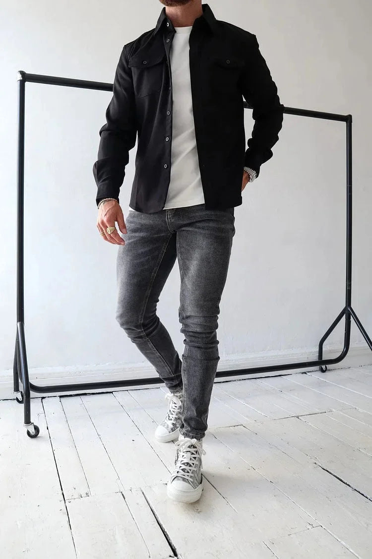LuxeLayer – Casual Button Down Shirt Jacket