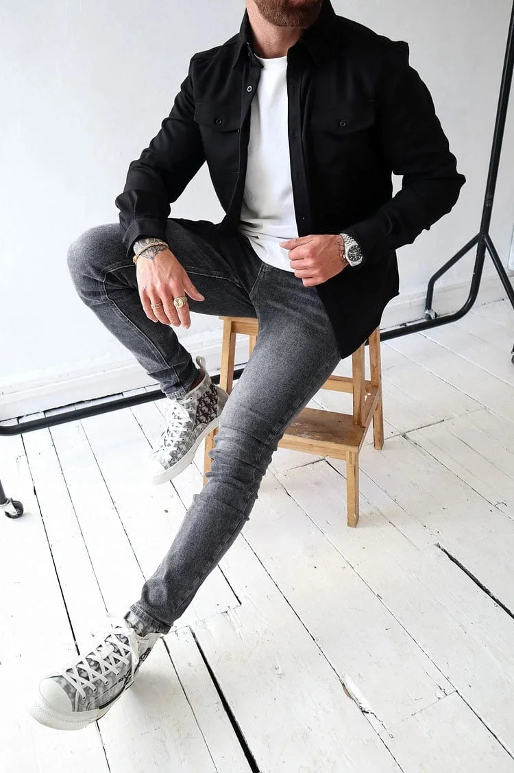 LuxeLayer – Casual Button Down Shirt Jacket