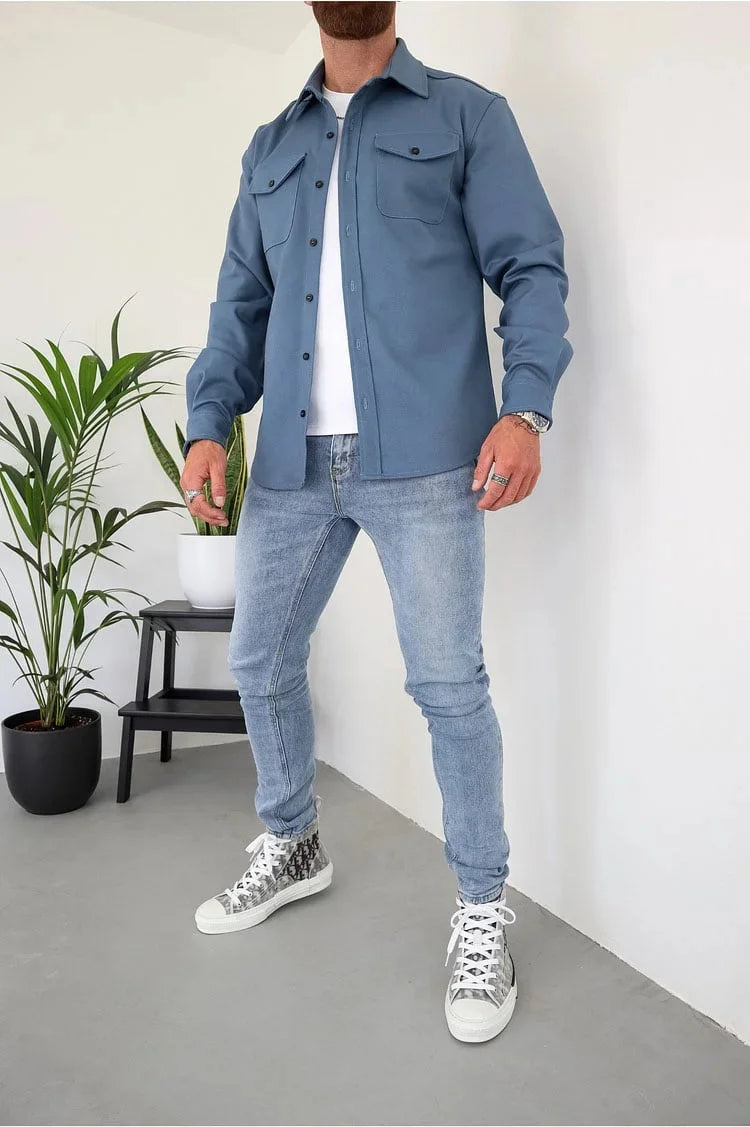 LuxeLayer – Casual Button Down Shirt Jacket