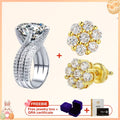 5 carat moissanite ring + Flower Earring