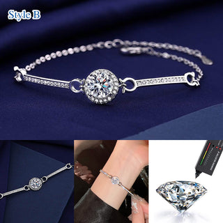 New Year Promotion  - Moissanite Bracelet with free premium gift box and GRA certificate - Adjustable chain length, 2 styles available