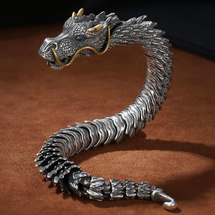 Pay day sale - Dragon Head Premium Sterling Silver Bracelet - Bring you fortune and good luck!
