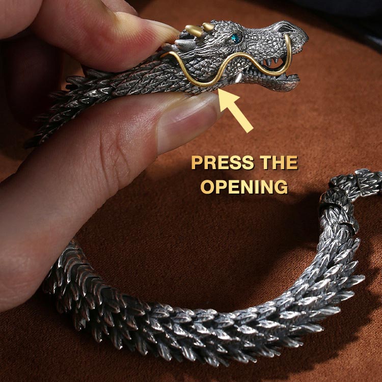 Pay day sale - Dragon Head Premium Sterling Silver Bracelet - Bring you fortune and good luck!