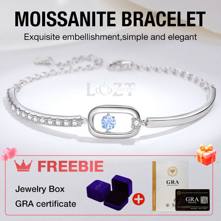 Marys Month promotions -Swarovski same style Sparkling Dance Grade A Moissanite Bracelet-Free gift box. GRA Certified. Adjustable size