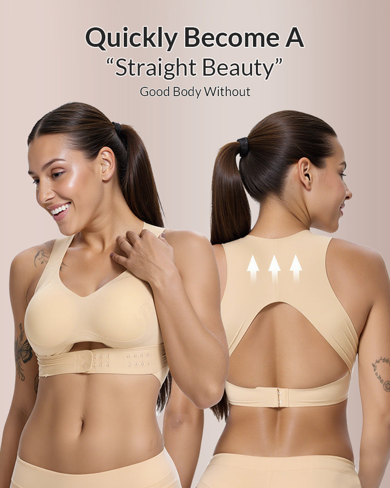 PostureEase – Front Closure Cross-Back Support Bra