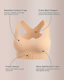 PostureEase – Front Closure Cross-Back Support Bra