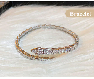 SerpentGlow – Zircon Snake Shaped Open Cuff Bracelet
