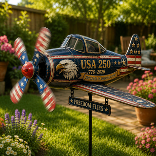 USA 250 Vintage Plane Metal Wind Spinner