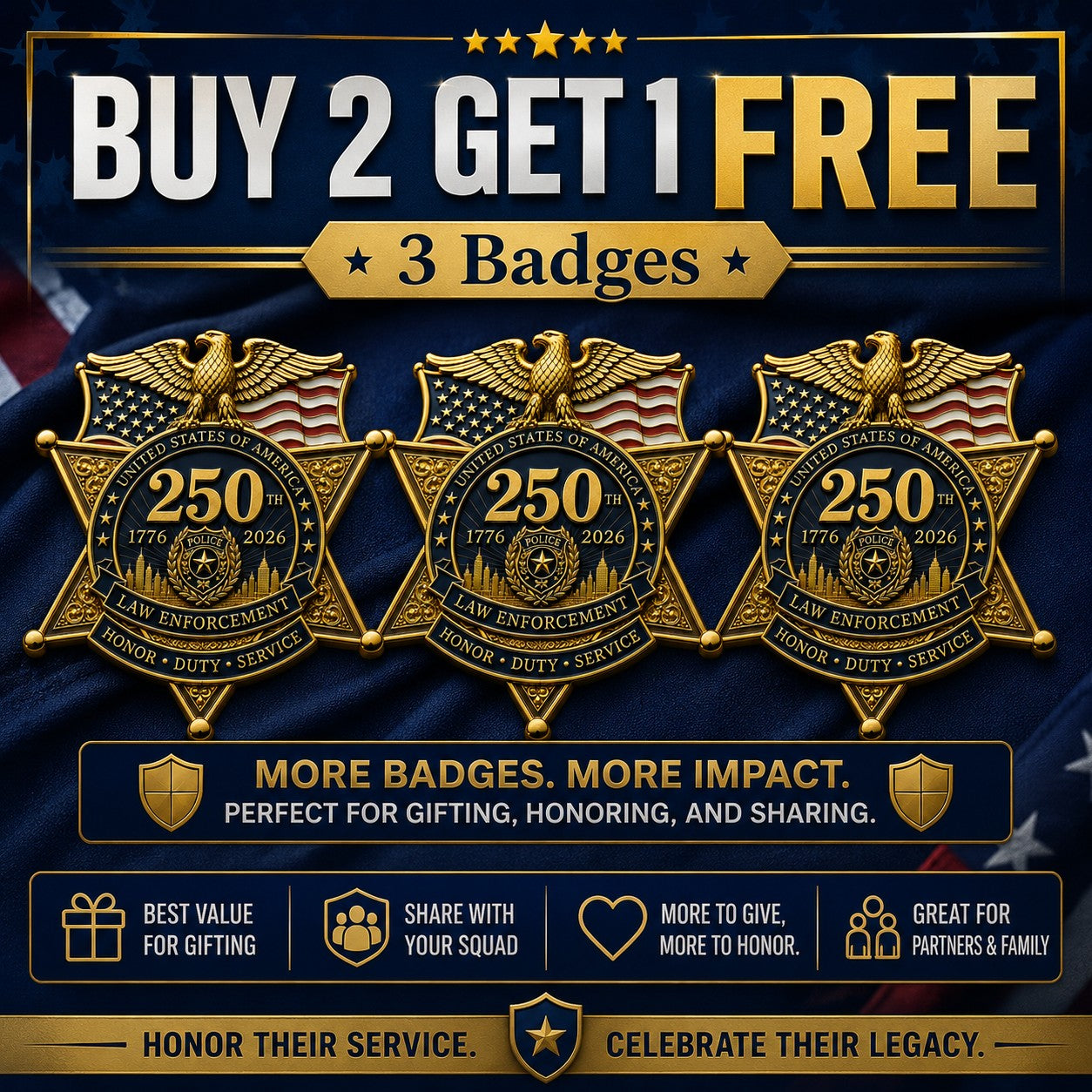 ★Anniversary 49% OFF - America 250 Law Enforcement Brooch