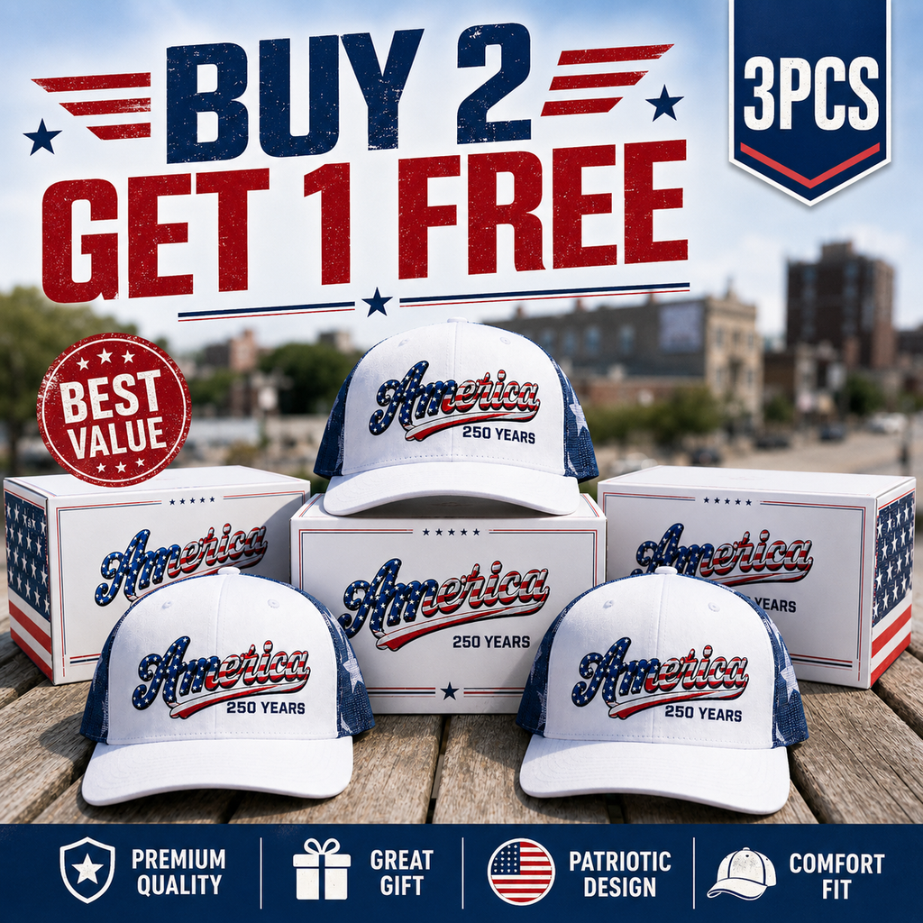 🔥 Father’s Day Sale - ❤️ 🇺🇸 America 250 Years Patriotic Embroidered Mesh Trucker Cap