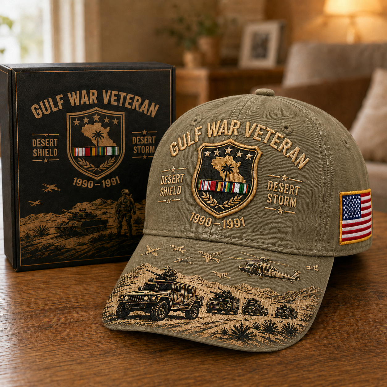 Handmade Gulf War Veteran Desert Shield & Desert Storm Commemorative Cap 🇺🇸