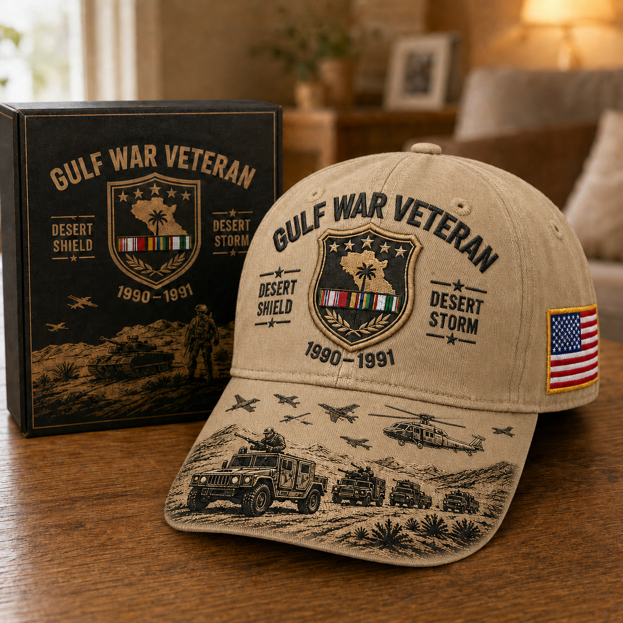 Handmade Gulf War Veteran Desert Shield & Desert Storm Commemorative Cap 🇺🇸