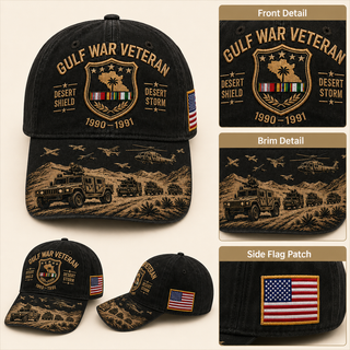 Handmade Gulf War Veteran Desert Shield & Desert Storm Commemorative Cap 🇺🇸