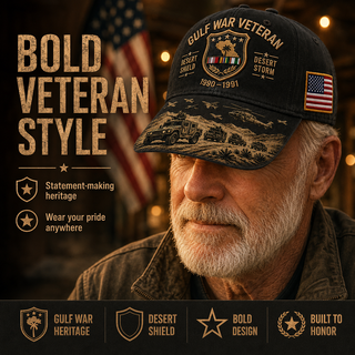 Handmade Gulf War Veteran Desert Shield & Desert Storm Commemorative Cap 🇺🇸