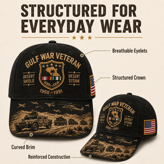 Handmade Gulf War Veteran Desert Shield & Desert Storm Commemorative Cap 🇺🇸