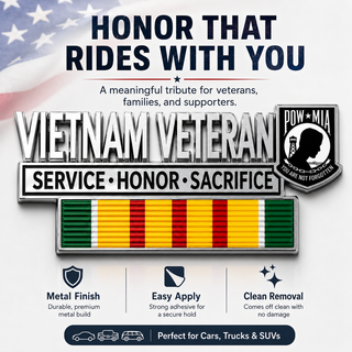 Vietnam Veteran Metal Car Emblem Decal – POW★MIA Tribute Badge 🇺🇸