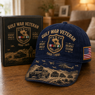 Gulf War Veteran Desert Shield & Desert Storm Commemorative Cap 🇺🇸