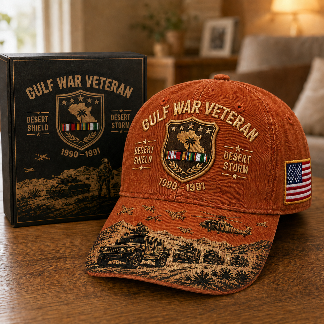 Gulf War Veteran Desert Shield & Desert Storm Commemorative Cap 🇺🇸
