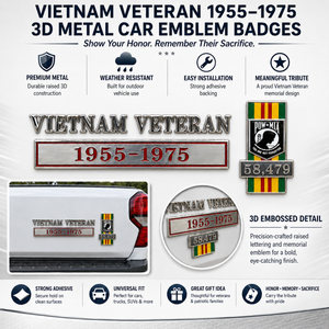 🇺🇸 Vietnam Veteran 1955–1975 Memorial Car Emblem Metal Badge