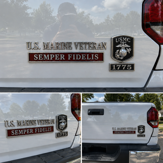🇺🇸 U.S. Marines Veteran Semper Fidelis Car Emblem Metal Badge