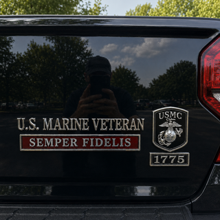 🇺🇸 U.S. Marines Veteran Semper Fidelis Car Emblem Metal Badge