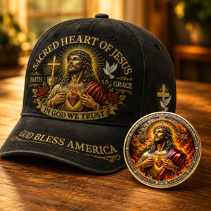 Sacred Heart Of Jesus Faith Cap🎁 Free Double-Sided Honor Coin With Every Cap Purchase