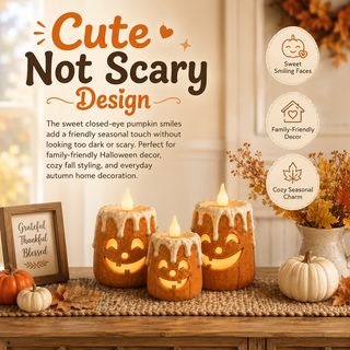 3-Piece Set Cozy Lighted Pumpkin Candles