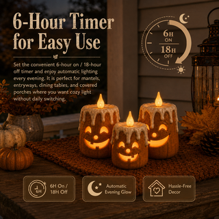 3-Piece Set Cozy Lighted Pumpkin Candles