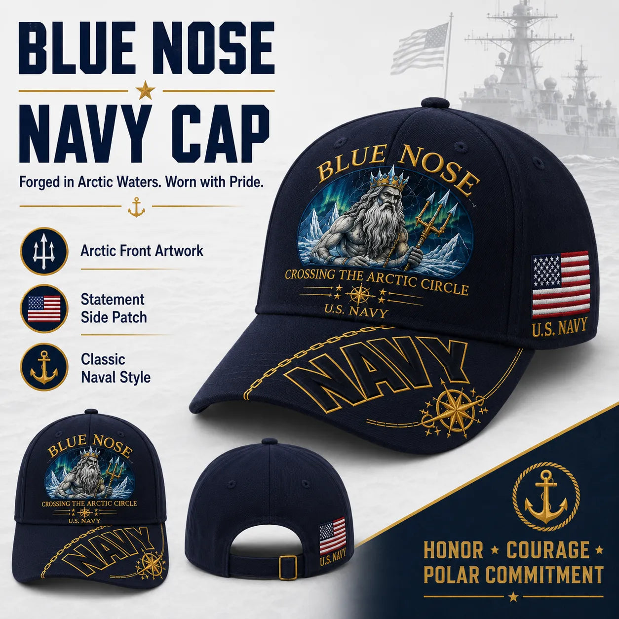 PatriotPeak – Premium Navy Embroidered Military Cap