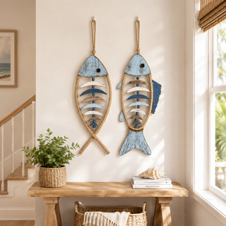 HarborCharm  – Illuminated Driftwood Fish Wall Art