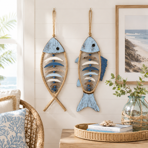 HarborCharm  – Illuminated Driftwood Fish Wall Art