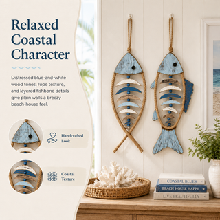 HarborCharm  – Illuminated Driftwood Fish Wall Art