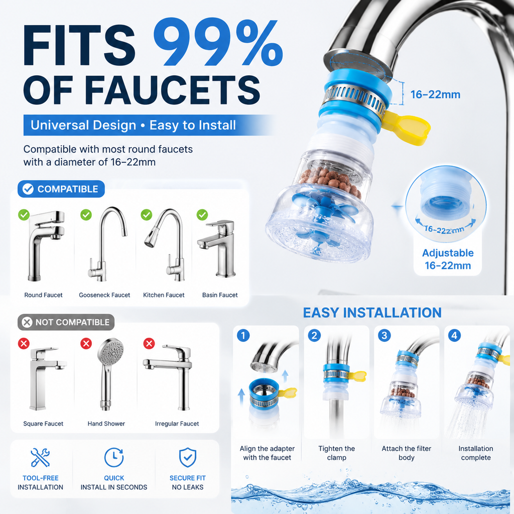 💧 AquaFlex – 360° Faucet Filter Set