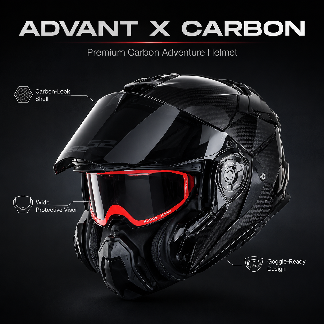 ADVANT X Carbon Adventure Helmet-DOT & ECE safety certified