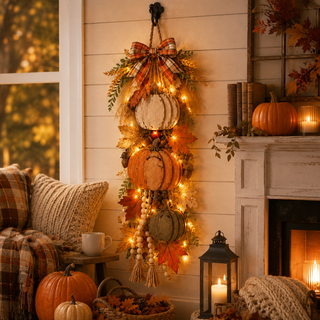 CozyHarvest – Wooden Pumpkin Porch Hanging Decor