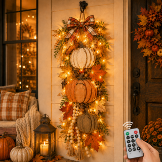 CozyHarvest – Wooden Pumpkin Porch Hanging Decor